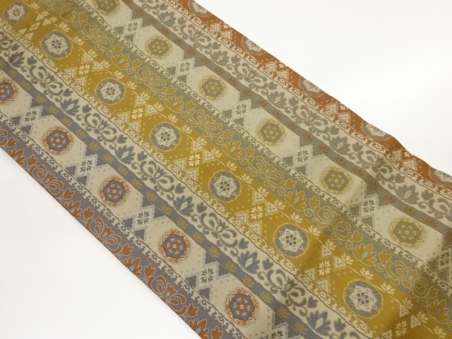 JAPANESE KIMONO / STRIPES / FLORAL / PLANT MOTIFS WOVEN THE FABRIC NAG