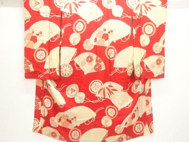 JAPANESE KIMONO / ANTIQUE BROCADE KIMONO FOR SUMMER FAN / FLOWER PATTE