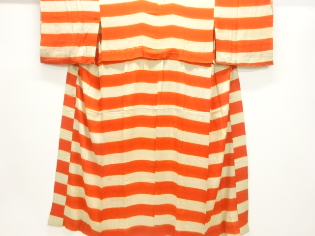 JAPANESE KIMONO / ANTIQUE BROCADE KIMONO FOR SUMMER HORIZONTAL STRIPE 
