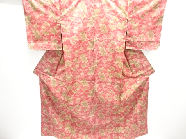 未使用品　葉模様本場大島紬着物(染)