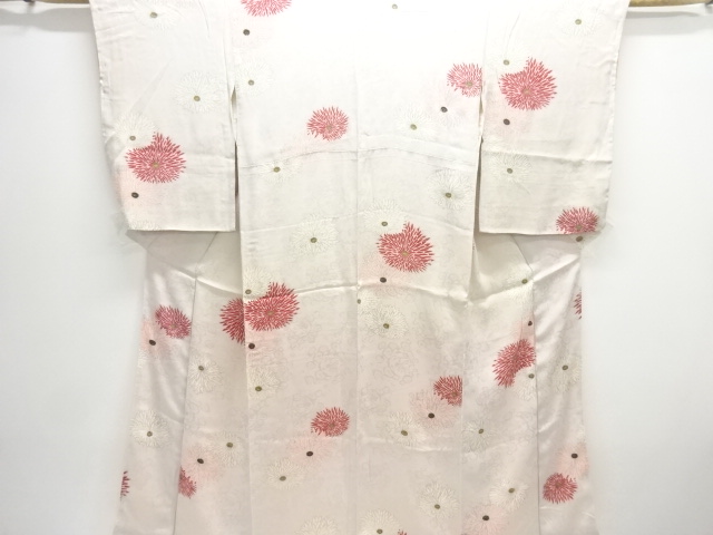 JAPANESE KIMONO / ANTIQUE MON KINSHA CHRYSANTHEMUM PATTERN KIMONO