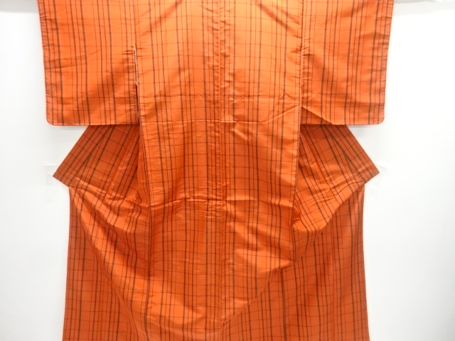 JAPANESE KIMONO / CHECKERED WEAVE YONEZAWA TSUMUGI KIMONO / GRIDWOVEN