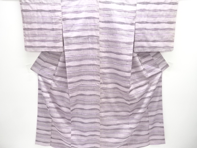 JAPANESE KIMONO / ANTIQUE YORO-KE HORIZONTAL STRIPE PATTERN WOVEN TSUM