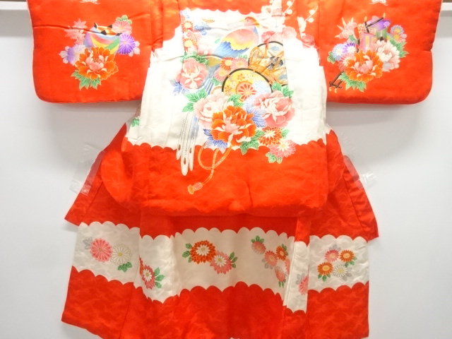 JAPANESE KIMONO / ANTIQUE KIMONO / FIVE FAMILY CRESTS / FLOWER-AND-BIR