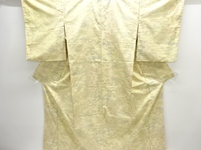 JAPANESE KIMONO / OSHIMA TSUMUGI / WOVEN FLORAL PLANTS