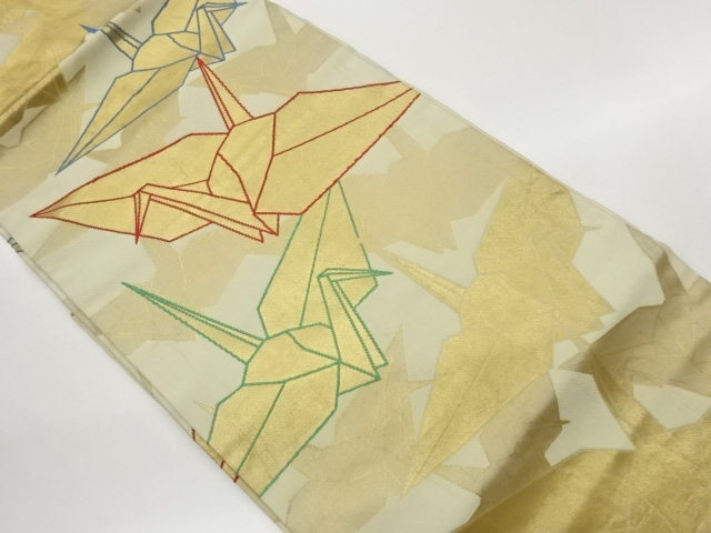 JAPANESE KIMONO / NAGOYA OBI / WOVEN ORIGAMI CRANE 
