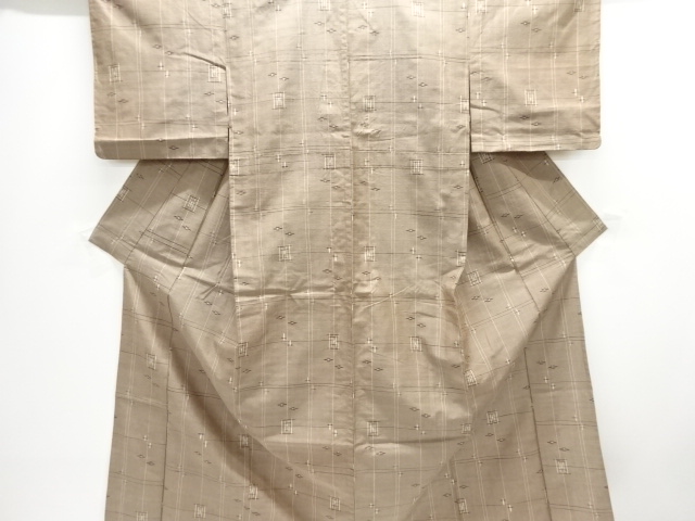 JAPANESE KIMONO / HITOE TSUMUGI / WOVEN GRID KASURI 