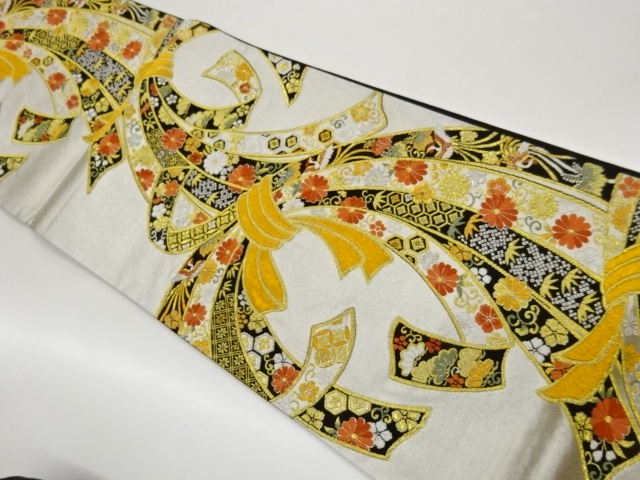 JAPANESE KIMONO / FUKURO OBI / WOVEN PHOENIX & KIKU ARABESQUE
