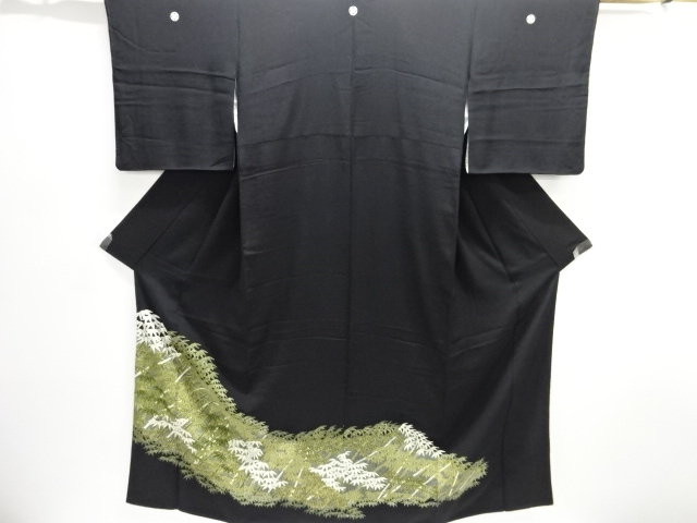JAPANESE KIMONO / TOMESODE / EMBROIDERY / BAMBOO GRASS