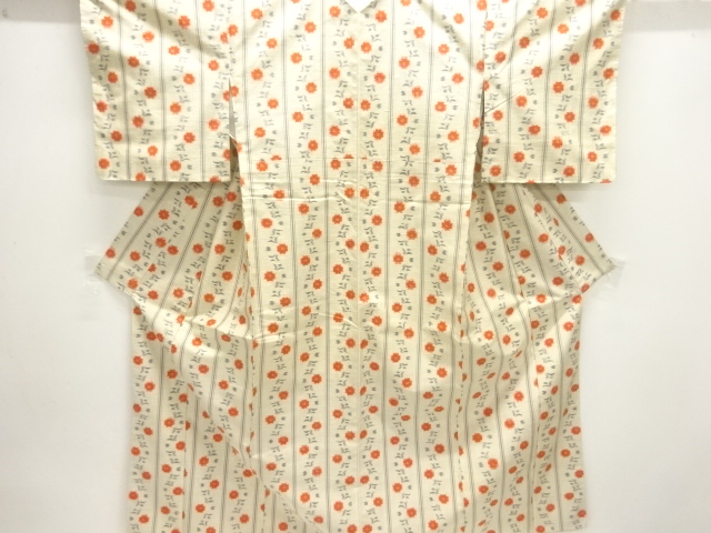 JAPANESE KIMONO / TSUMUGI / WOVEN FLOWER & PLANT 