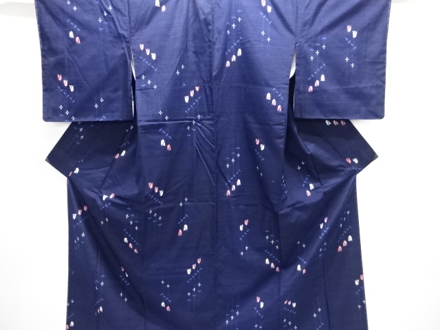 JAPANESE KIMONO / UNUSED TSUMUGI / WOVEN FLOWER 