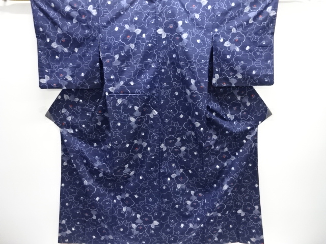 JAPANESE KIMONO / TSUMUGI / WOVEN CAMELIA 