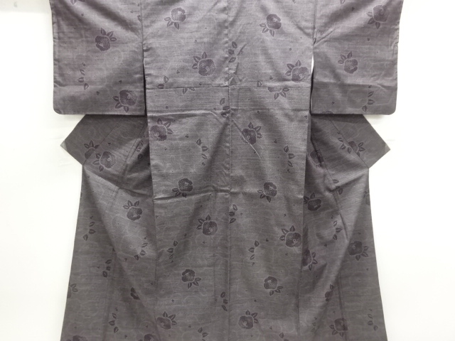 JAPANESE KIMONO / TSUMUGI / WOVEN CAMELLIA