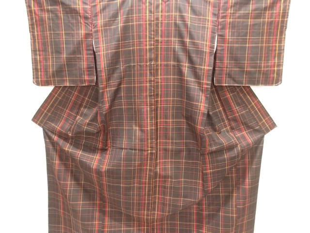 JAPANESE KIMONO / DORO OSHIMA TSUMUGI / UNUSED / WOVEN GRID