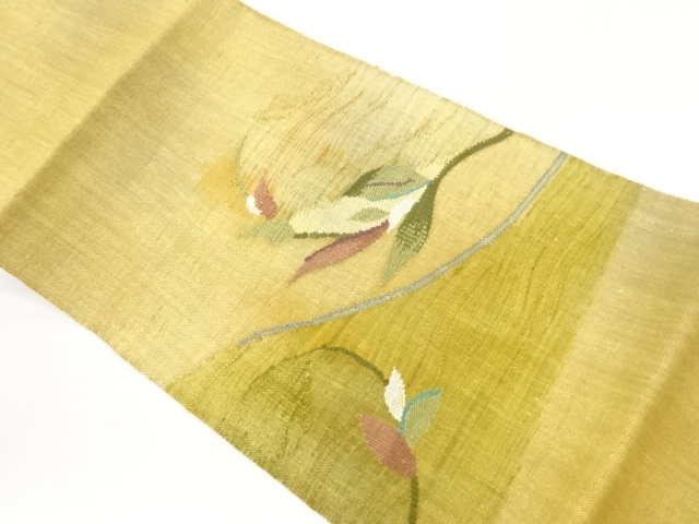 JAPANESE KIMONO / NAGOYA OBI / WOVEN TSUMUGI / ABSTRACT FLOWER 