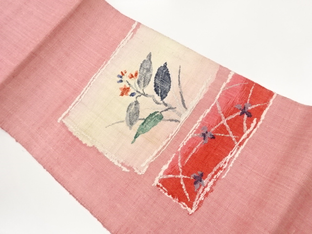 JAPANESE NAGOYA OBI / MAWATA TSUMUGI / WOVEN SHIKISHI PATTERN