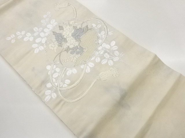 JAPANESE NAGOYA OBI / EMBROIDERY / FLORAL PLANTS