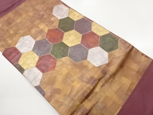 JAPANESE NAGOYA OBI / WOVEN KIKKO PATTERN