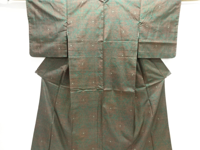 JAPANESE KIMONO / TSUMUGI / WOVEN FLOWER TATEWAKU PATTERN 