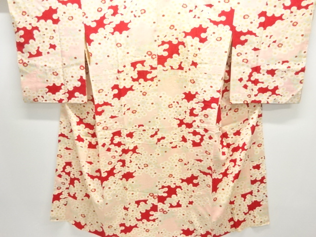 JAPANESE KIMONO / ANTIQUE BROCADE KIMONO FOR SUMMER FLORAL PATTERN JUB