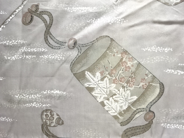 JAPANESE KIMONO / ANTIQUE MENS HAORI / INRO PATTERN (LINING)