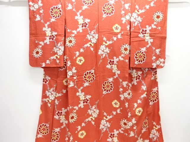 大正ロマン　枝梅に菊模様着物