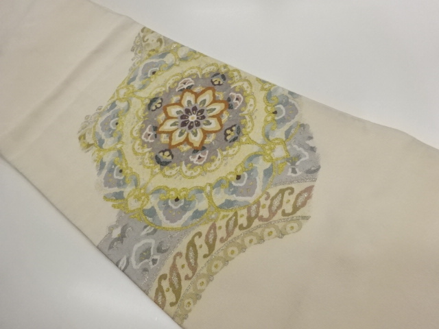 JAPANESE KIMONO / NAGOYA OBI / TSUZURE / WOVEN FLORAL CREST