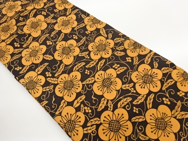 JAPANESE KIMONO / NAGOYA OBI / SHIOZE / FLORAL ARABESQUE