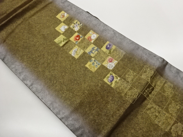 JAPANESE KIMONO / NAGOYA OBI / WOVEN FLOWER & BIRD