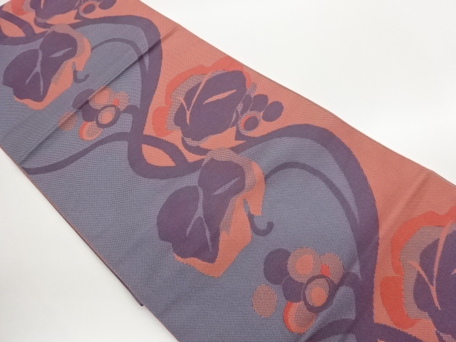 JAPANESE KIMONO / NAGOYA OBI / CHIKUZEN HAKATA / WOVEN GRAPE ARABESQUE