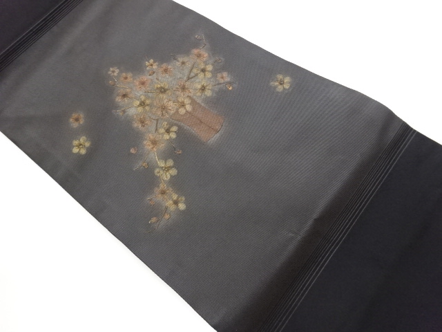 JAPANESE KIMONO / NAGOYA OBI / FLOWER VASE PATTERN & UME