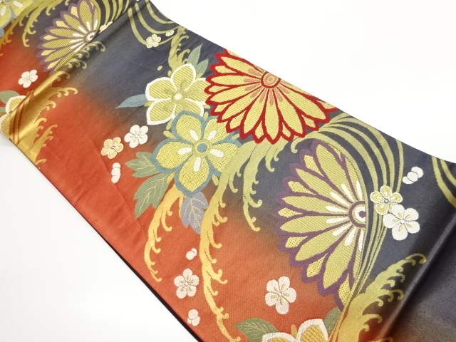 JAPANESE KIMONO / FUKURO OBI / WOVEN FLOWERS