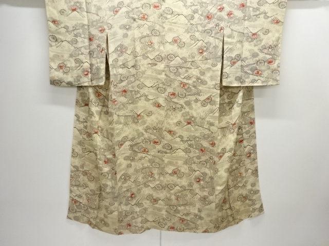 JAPANESE KIMONO / ANTIQUE NISHIKI KIMONO FOR SUMMER FLOW OF WATER / FL