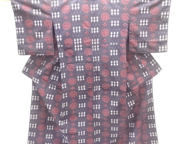 JAPANESE KIMONO / ANTIQUE COTTON AUTHENTIC KURUME KASURI KIMONO / FLOR