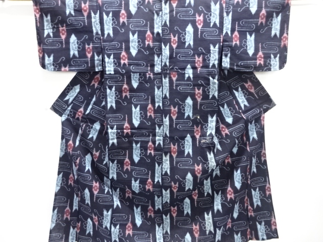 JAPANESE KIMONO / ANTIQUE COTTON AUTHENTIC KURUME KASURI HITOE KIMONO 