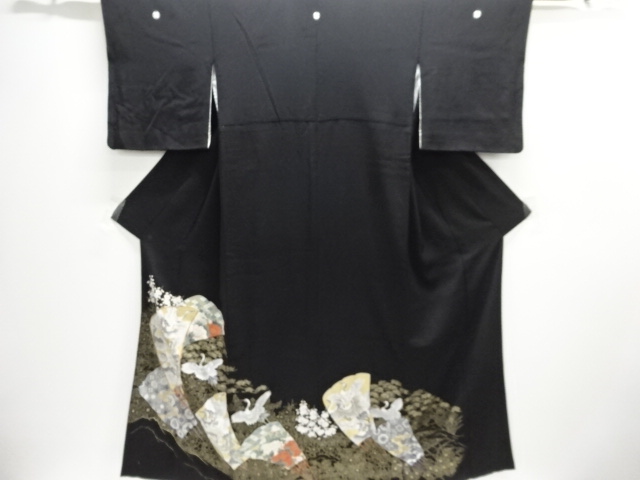 JAPANESE KIMONO / TOMESODE / EMBROIDERY / CRANES
