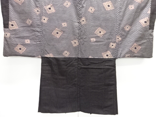 JAPANESE KIMONO / ANTIQUE MENS HAORI / COTTON / GEOMETRIC (lining)
