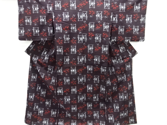 JAPANESE KIMONO / ANTIQUE HITOE KIMONO / COTTON / KURUME KASURI / ABSTRACT