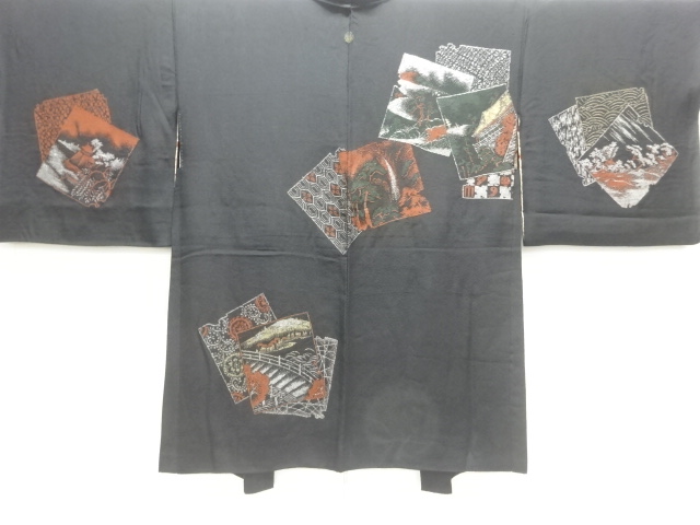 JAPANESE KIMONO / ANTIQUE TAISHO ROMANTIC: HAORI / LANDSCAPE PATTERN W