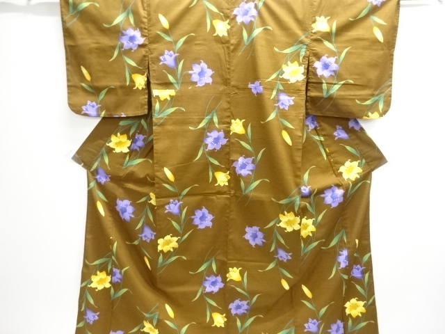 JAPANESE KIMONO / YUKATA / COTTON / KOBAI / FLORAL PLANTS