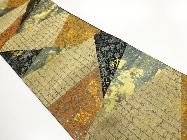 JAPANESE FUKURO OBI / WOVEN GRID / BY HATTORI ORIMONO