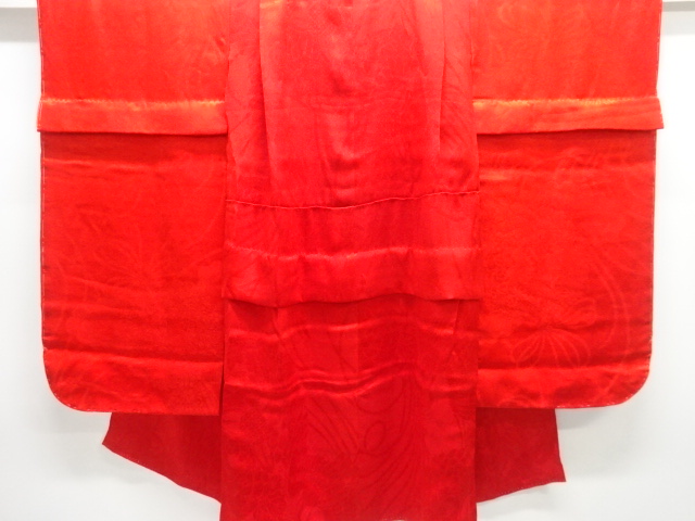 JAPANESE KIMONO / ANTIQUE JUBAN / SILK / MON KINSHA / WOVEN FLORAL KUSUDAMA & CRANES