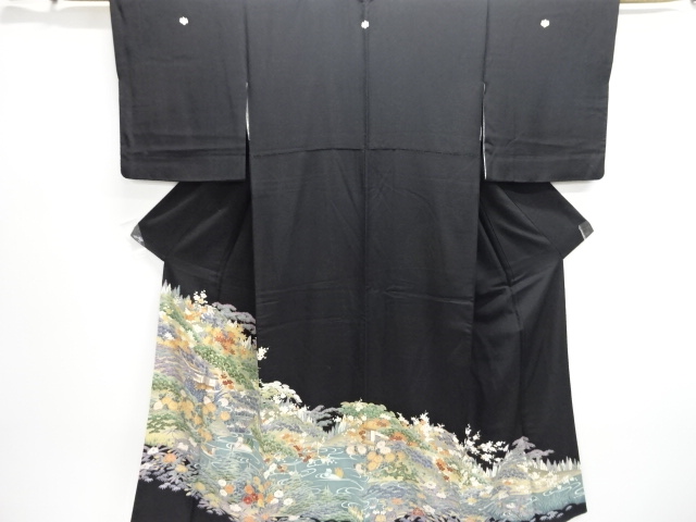 JAPANESE KIMONO / TOMESODE / YUZEN / MANSION & FLOWER