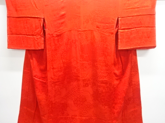 JAPANESE KIMONO / ANTIQUE JUBAN / SILK / MON KINSHA / WOVEN FLORAL PLANTS