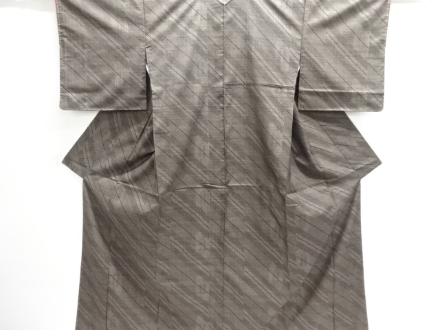 JAPANESE KIMONO / UNUSED DORO OSHIMA TSUMUGI (5 maruki) / WOVEN DIAGONAL STRIPE