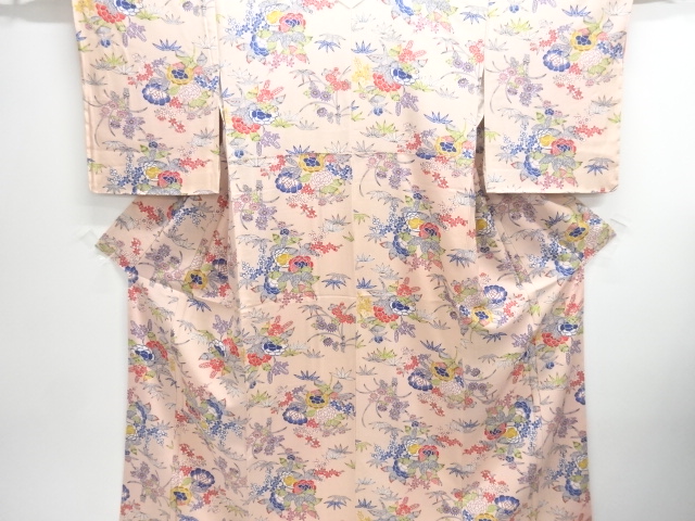 JAPANESE KIMONO / UNUSED KOMON / KATAZOME / PLANT 