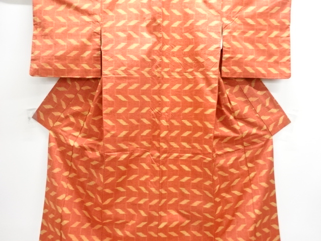 JAPANESE KIMONO / TSUMUGI / WOVEN GEOMETRIC PATTERN 