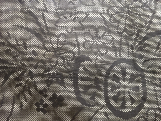 JAPANESE KIMONO / ANTIQUE HANAGURUMA PATTERN OSHIDASHI DORO OSHIMA TSU