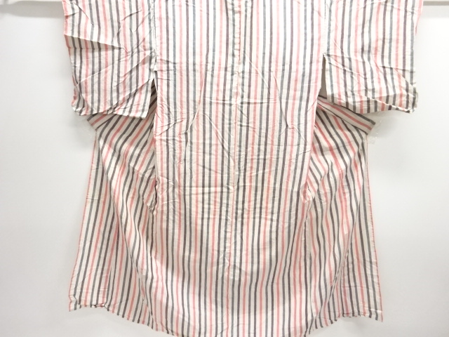 JAPANESE KIMONO / ANTIQUE STRIPED COTTON HITOE KIMONO