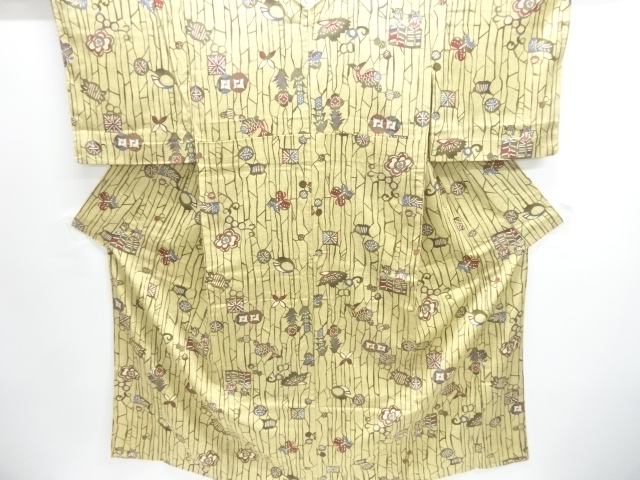 JAPANESE KIMONO / HITOE TSUMUGI / FISH & FLOWER & BUTTERFLY 
